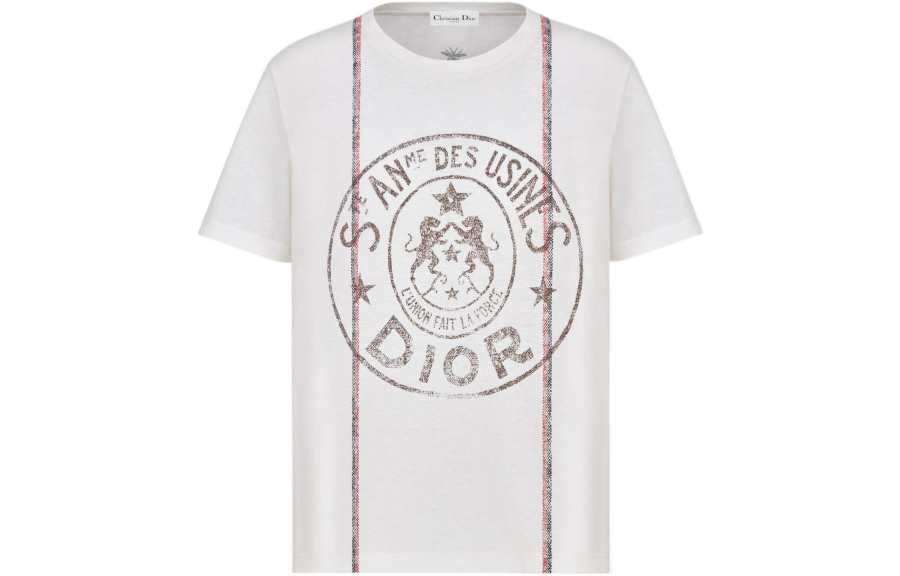 DIOR SS22 Drop Shoulder Sleeve T Shirt Women's Ecru
