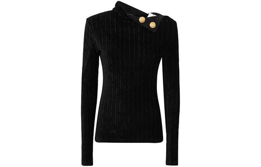 BALMAIN BALMAIN Velvet Button Embellished Top