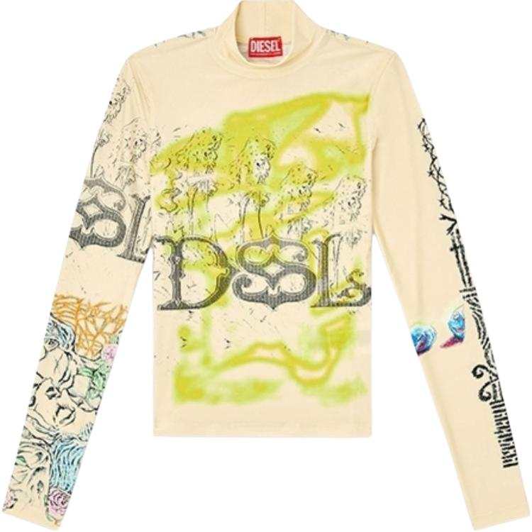 DIESEL DIESEL T Imun Tattoo Printed Turtleneck Top