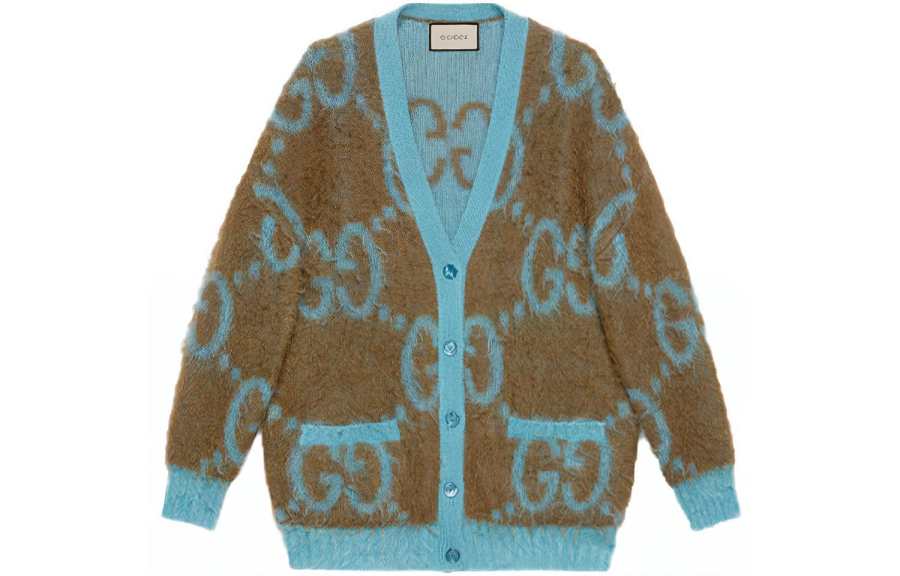 GUCCI Sweater Women's Blue Brown Multicolor