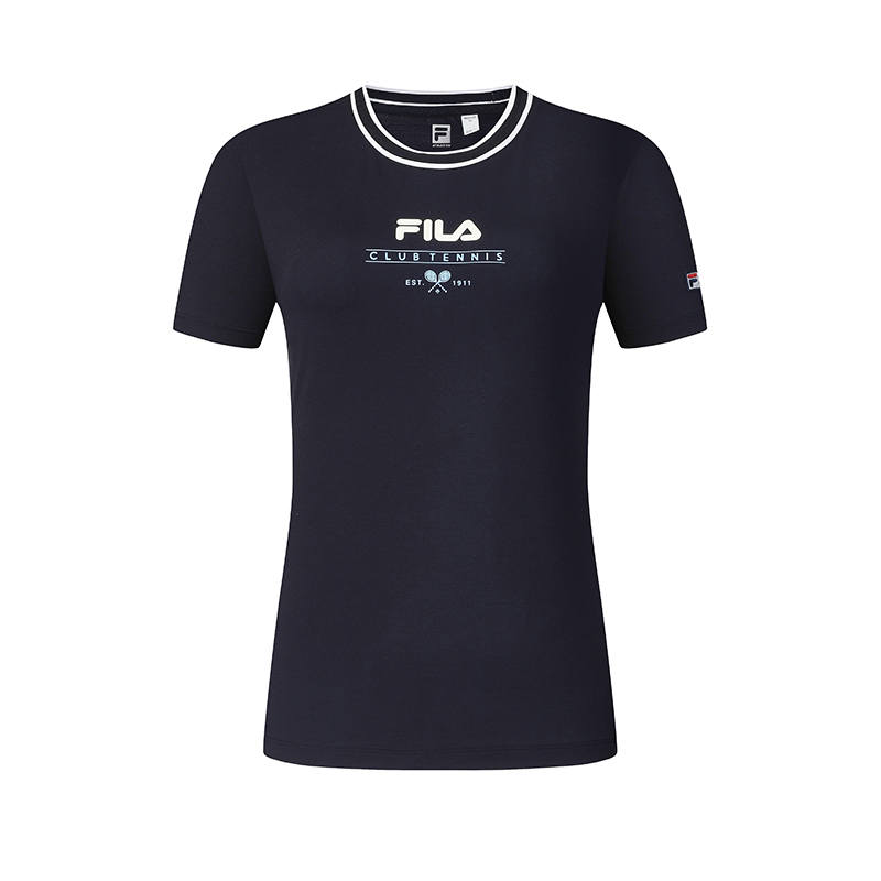 FILA T Shirts Women's RD Royal Blue Crew Neck Moderate Nipped In Waist