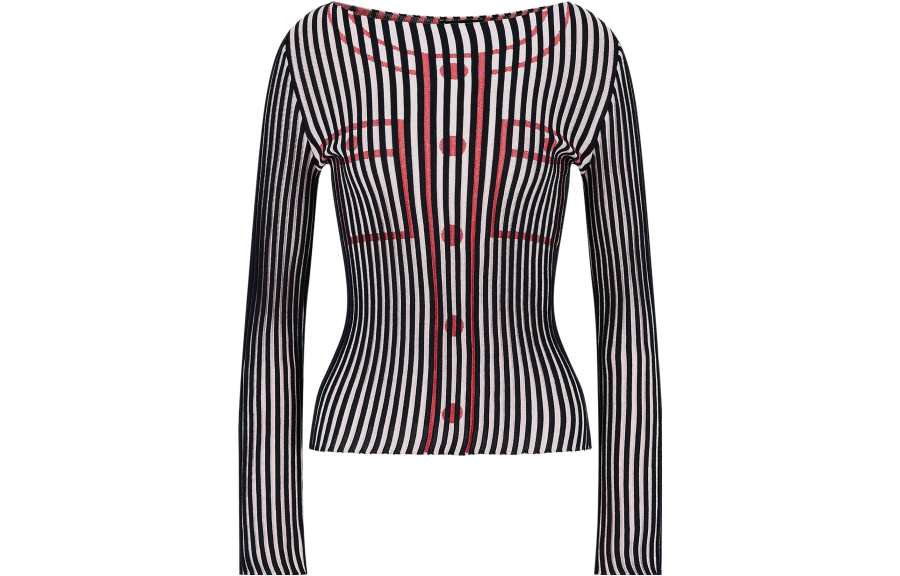 Emporio Armani graphic-print striped knitted top