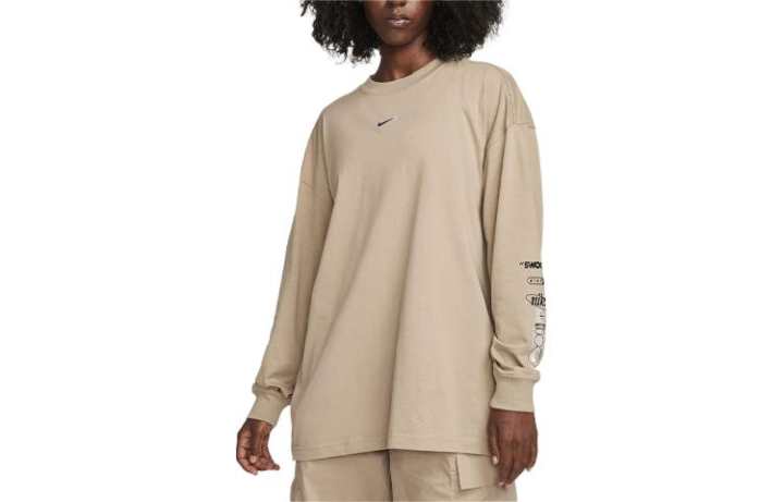 Nike Nike Drop Shoulder Sleeve T Shirt Women's Khaki
