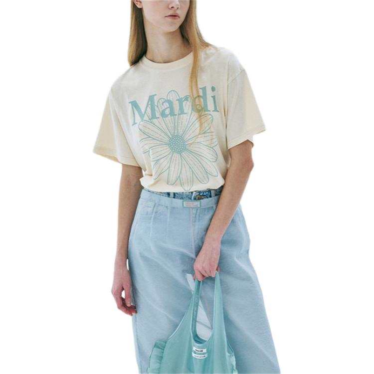 MARDI MERCREDI T Shirt Women's Beige Yellow Korean Style
