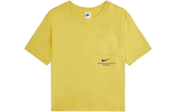 Nike Nike T Shirts Women's Yellow Crew Neck Moderate Straight Fit