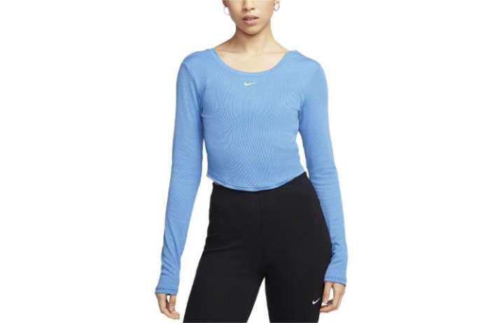 Nike Nike T Shirts Women's Starry Blue Crew Neck Moderate Straight Fit