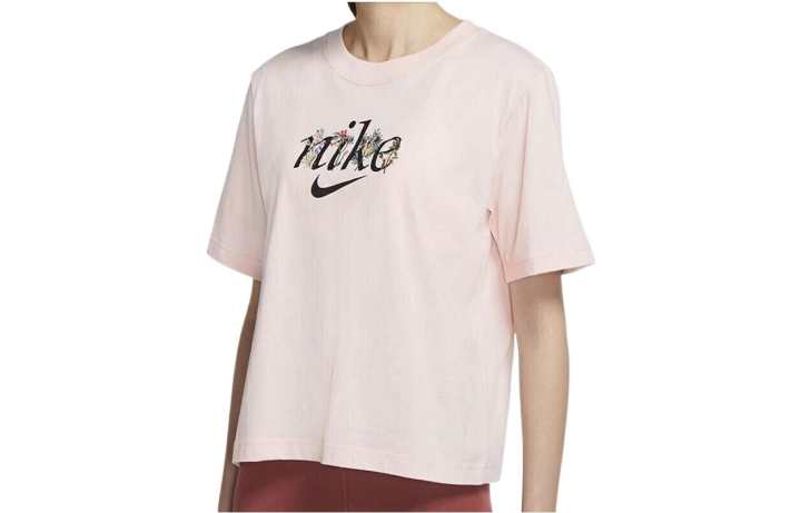 Nike Nike T Shirts Women's Pink Crew Neck Moderate Straight Fit