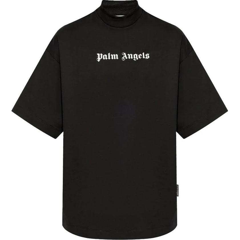 PALM ANGELS Logo Printed Mockneck T Shirt