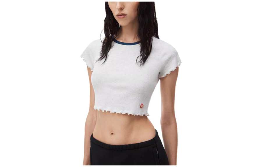 Alexander Wang SS24 Drop Shoulder Sleeve T Shirt Women's Gray
