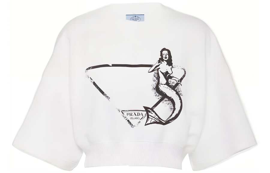 PRADA T Shirts Women's White Crew Neck Moderate Straight Fit