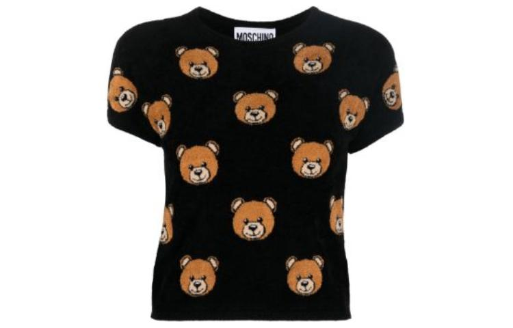MOSCHINO T Shirts Women's Black Crew Neck Moderate Straight Fit