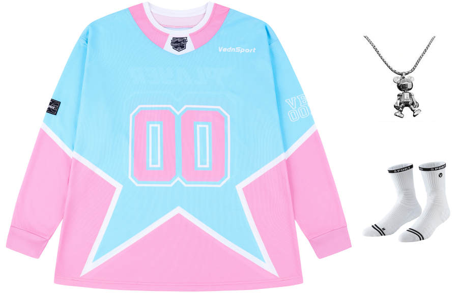 VEIDOORN Basketball Jersey Unisex Pink Blue