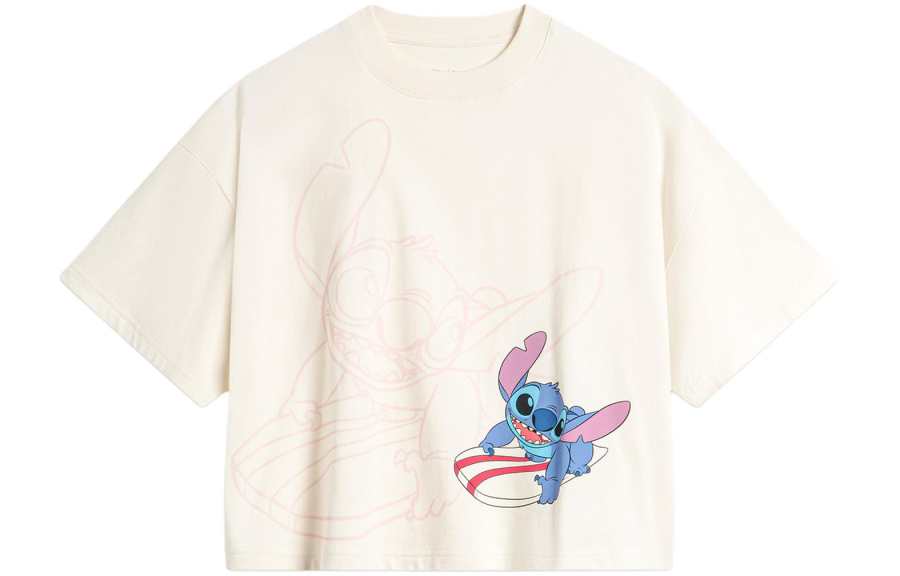 Li-Ning Li Ning x Disney Drop Shoulder Sleeve T Shirt Women's Ecru