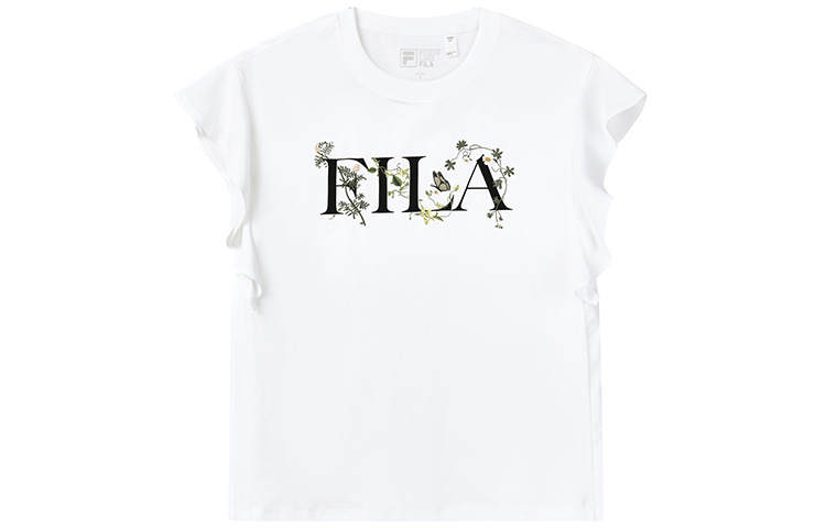 FILA Ruffle Sleeve T Shirt Women's Standard White