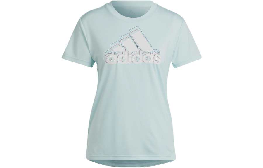 Adidas Adidas BRAND LOVE T Shirts Women's Blue Crew Neck Moderate Straight Fit