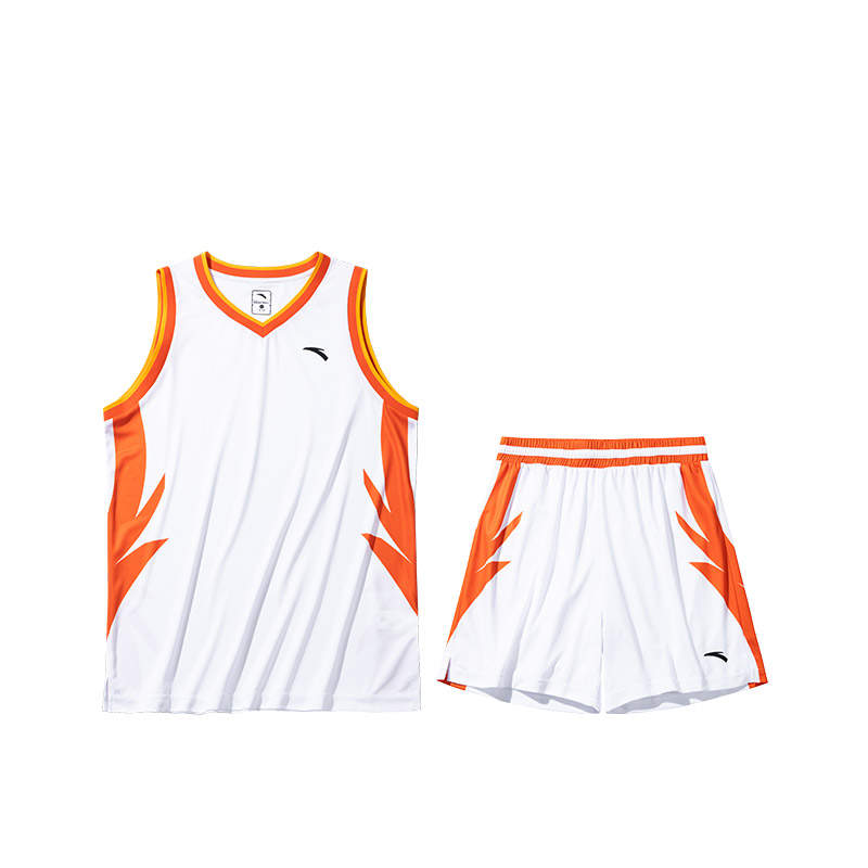 Anta Basketball Collection Basketball Suit Men's Pure White/Hot Orange