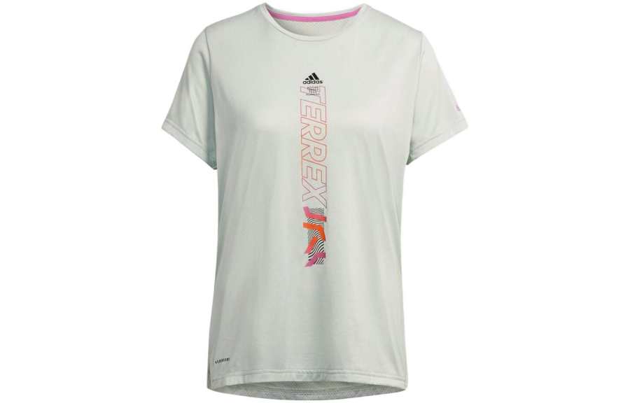 Adidas Adidas T Shirts Women's Linen Green Crew Neck Moderate Straight Fit