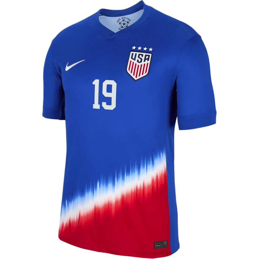 Nike Nike United States National Team Crystal Dunn USWNT 2024 Stadium Away Soccer Jersey Player Edition Men's Blue Red