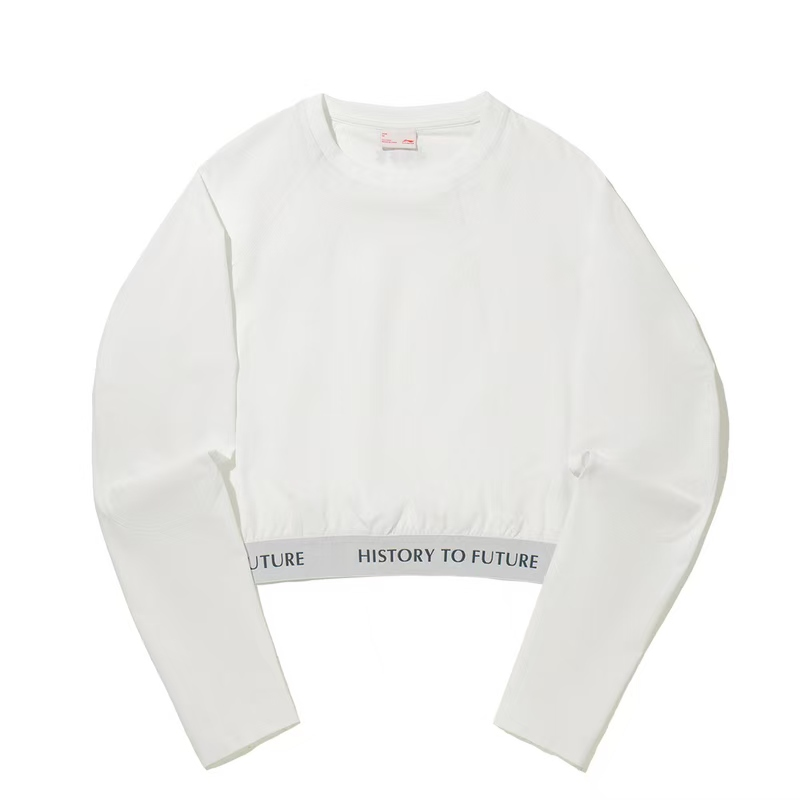 Li-Ning Li Ning T Shirts Women's White Crew Neck Moderate Straight Fit