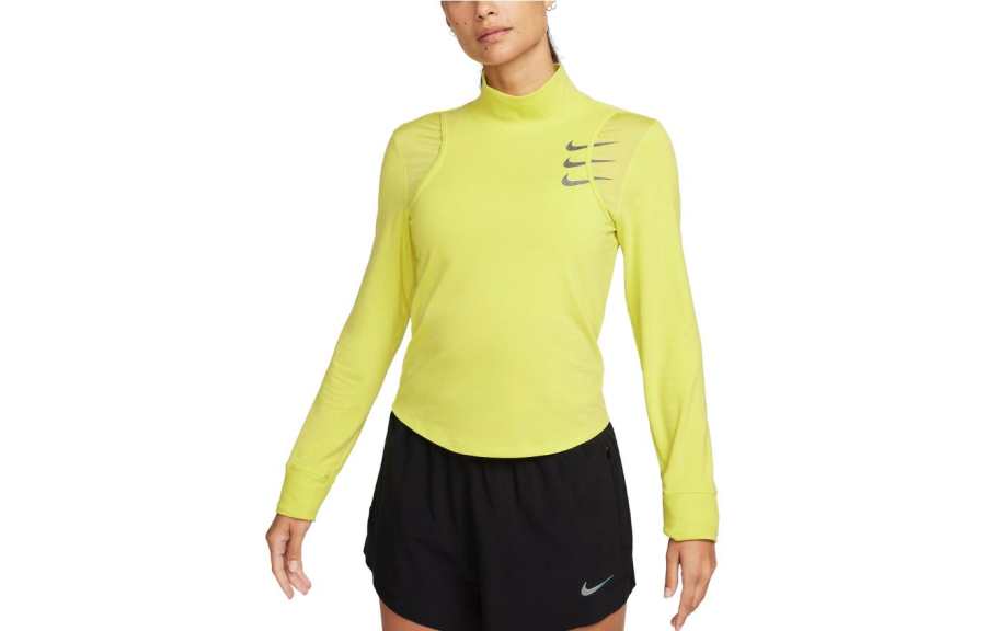 Nike Nike T Shirts Women's Yellow Half Turtleneck Moderate Straight Fit