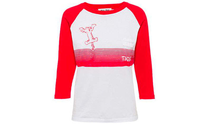 MIU MIU T Shirts Women's Red Crew Neck Moderate