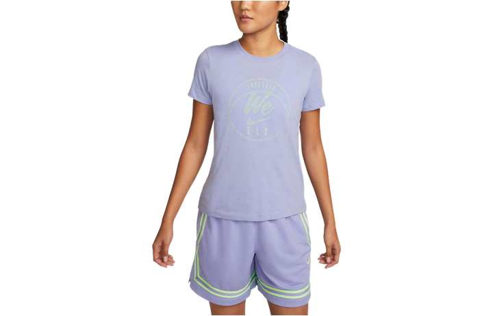 Nike Nike T Shirts Women's Light Thistle Purple Crew Neck Moderate Straight Fit