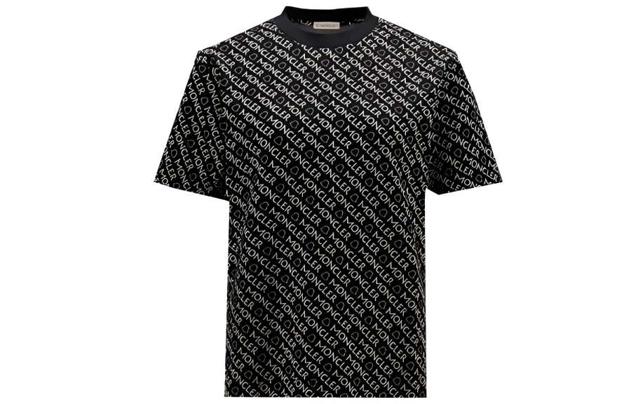 Moncler T Shirts Women's Black Crew Neck Moderate Straight Fit