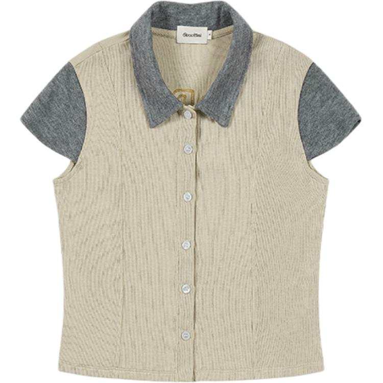GOOD BAI T Shirts Women's Lapel Moderate Straight Fit