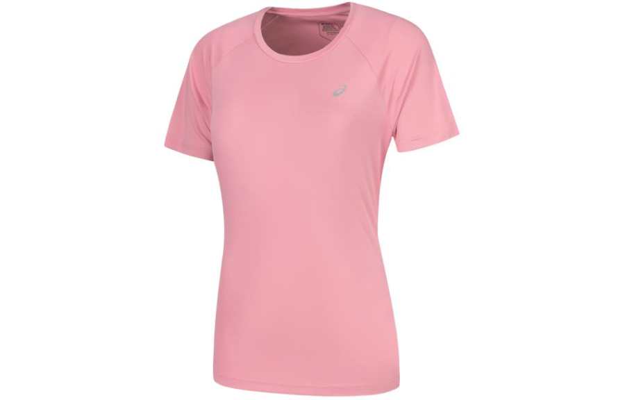 ASICS T Shirts Women's Pink Crew Neck Moderate Other