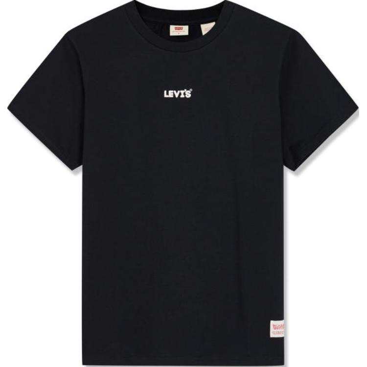 Levis T Shirts Women's Black Crew Neck Moderate Straight Fit