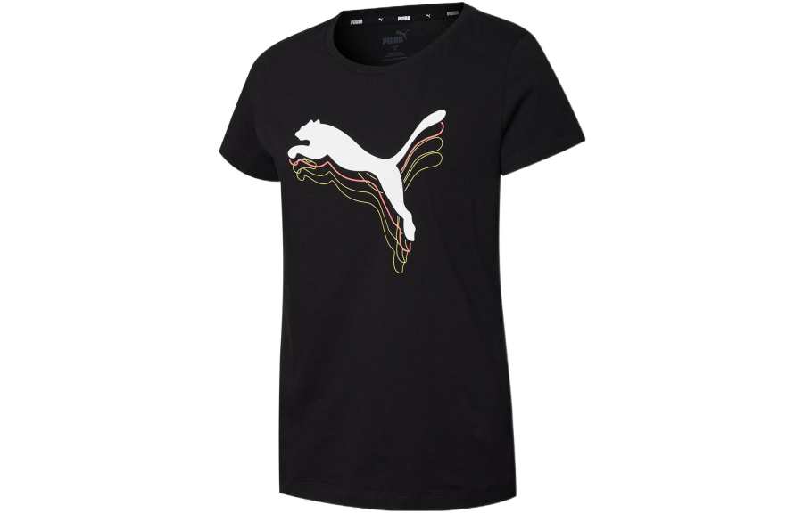 PUMA T Shirts Women's Black Crew Neck Moderate Straight Fit