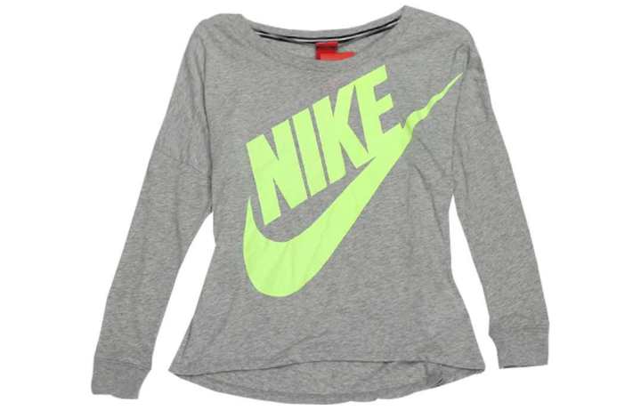 Nike Nike T Shirts Women's Gray Crew Neck Moderate Straight Fit