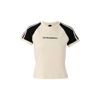 TURNTHETABLES T Shirts Women's Crew Neck Moderate Nipped In Waist
