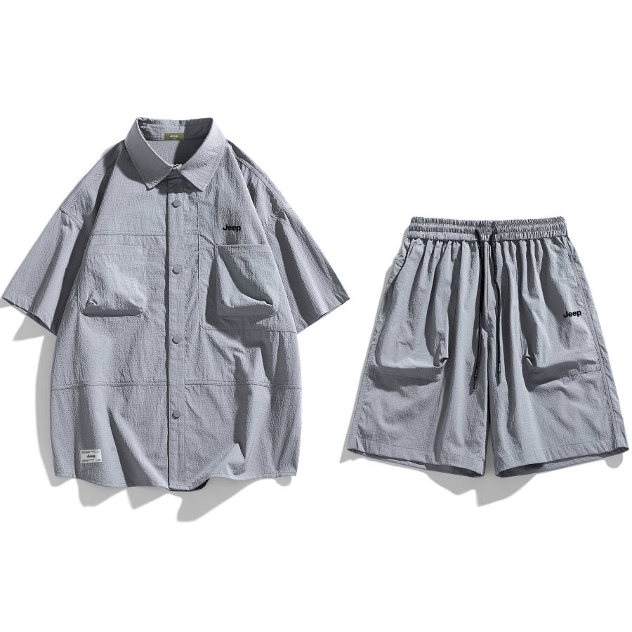 Jeep Shirt Matching Sets Unisex Lapel Thin