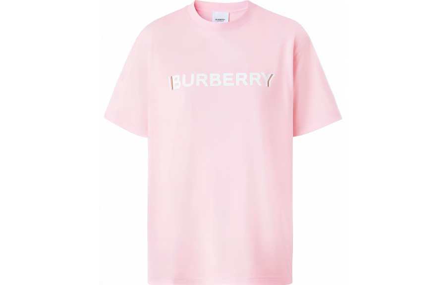 Burberry SS22 Logo Print Cotton Oversized T-shirt In Cloud Pink