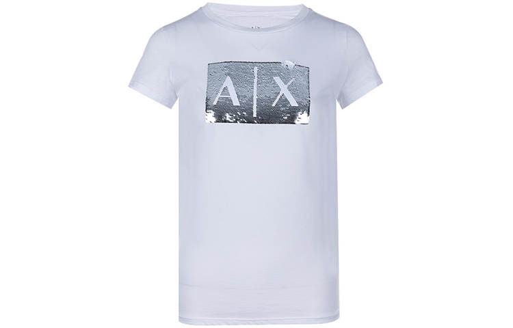 ARMANI EXCHANGE T Shirts Women's White Crew Neck Moderate Straight Fit