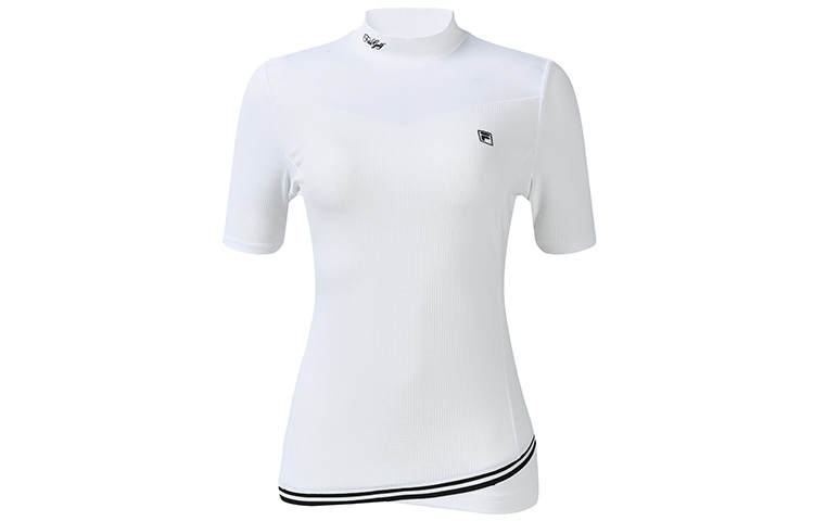 FILA Athletics T Shirts Women's Jade White Stand Collar Moderate Straight Fit
