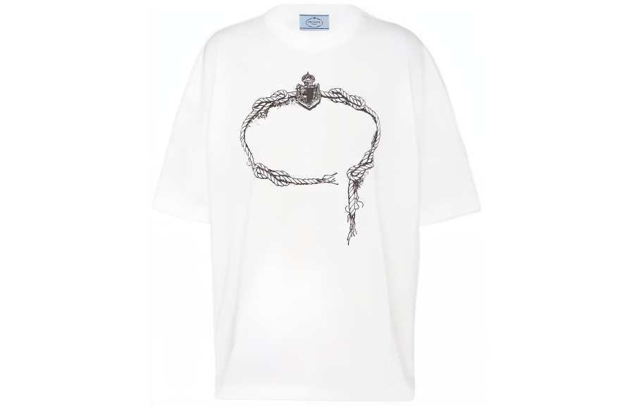 PRADA T Shirts Women's White Crew Neck Moderate Straight Fit