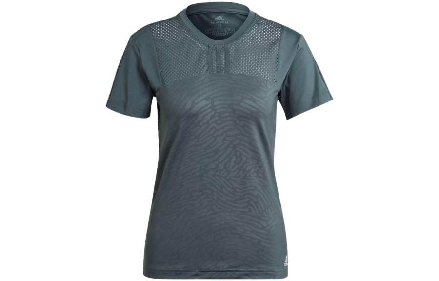 Adidas Adidas T Shirts Women's Gray Blue Crew Neck Moderate Straight Fit