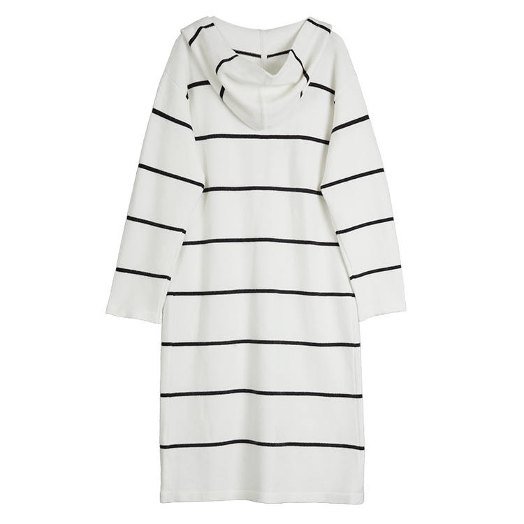 ELLE Sweaters Women's Black White Hooded Moderate Cardigan