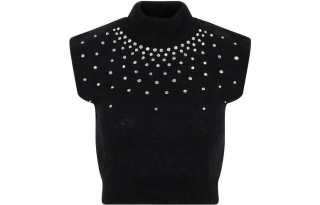 Alessandra Rich Embellished Mock Neck Cropped Top