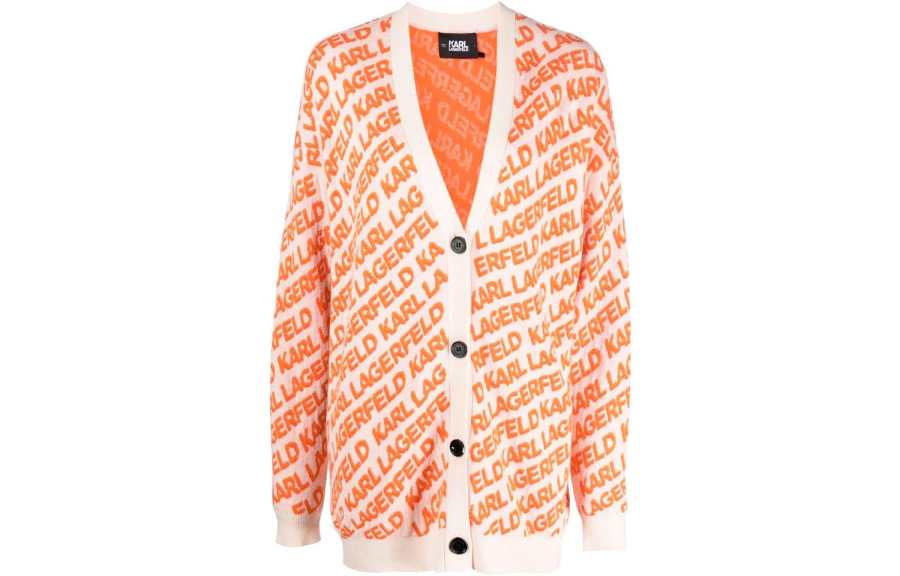 The Attico Sweaters Women's Orange V Neck Moderate Cardigan