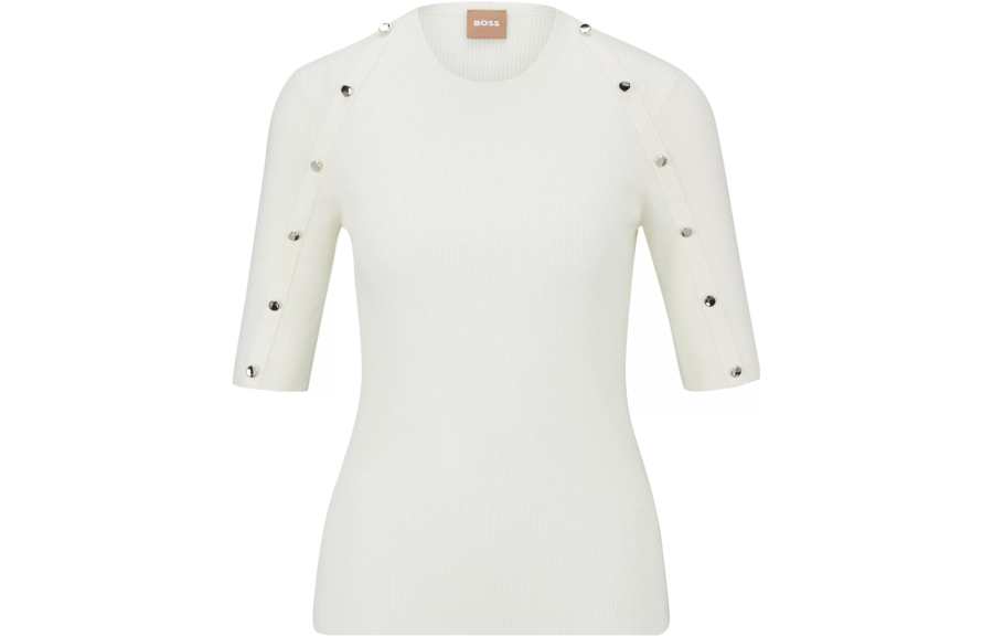 HUGO BOSS Hugo Boss decorative-button ribbed-knit top