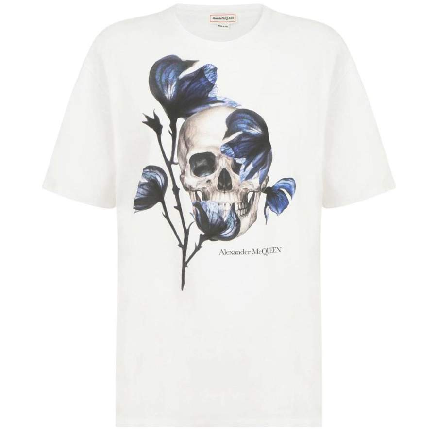 Alexander McQueen T Shirts Women's White Crew Neck Moderate Straight Fit