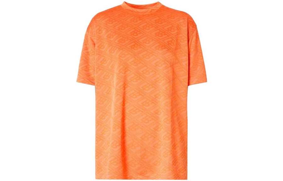 Burberry T Shirts Women's Orange Crew Neck Moderate Straight Fit