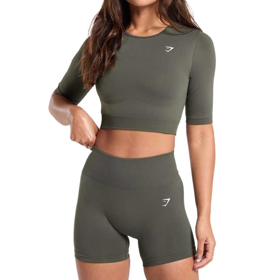 GYMSHARK Everyday Seamless Crop Top Crop Top Women's Green