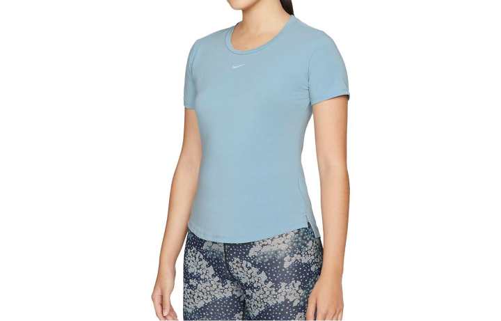 Nike Nike Dri Fit T Shirts Women's Blue Crew Neck Moderate Straight Fit