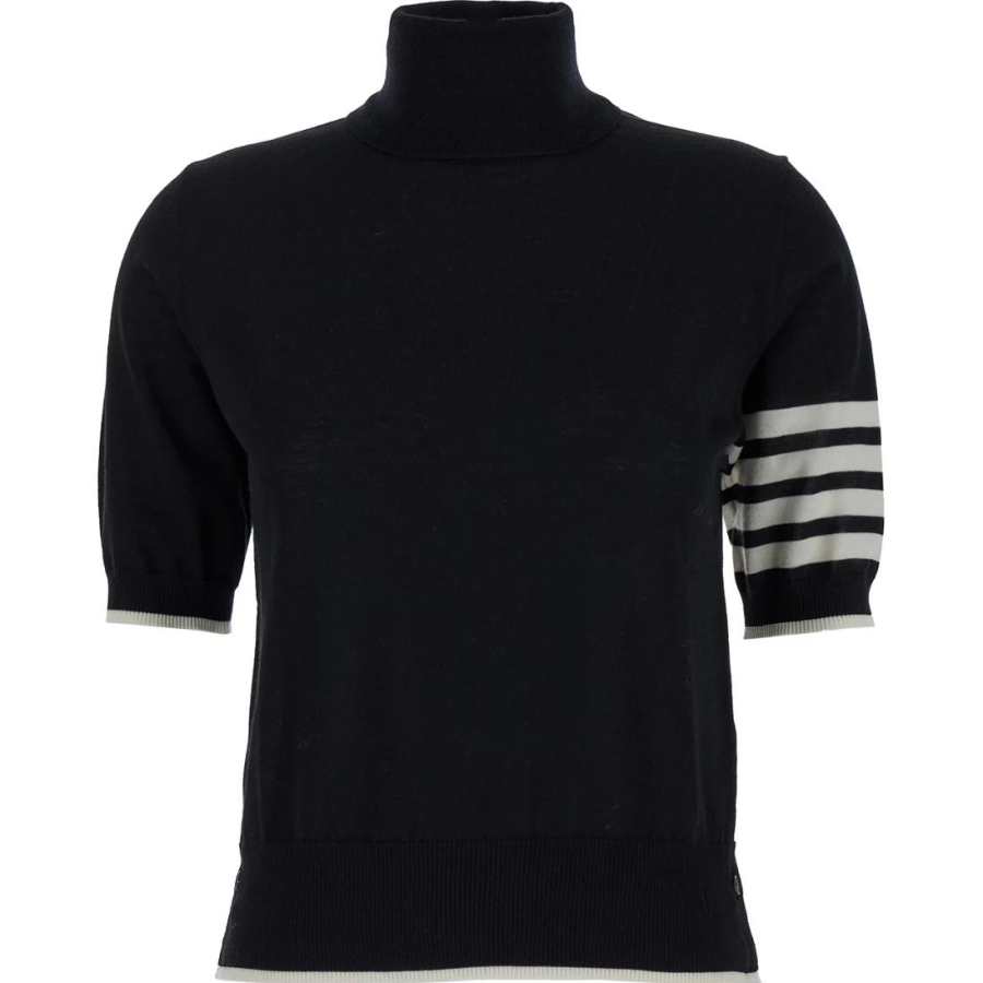 THOM BROWNE THOM BROWNE Stripe Detailed Short Sleeved Knitted Jumper