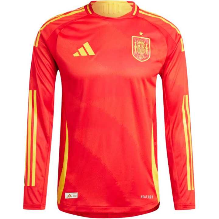 Adidas Adidas Spain National Team SPAIN 24 LONG SLEEVE HOME AUTHENTIC JERSEY Soccer Jersey Men's Red