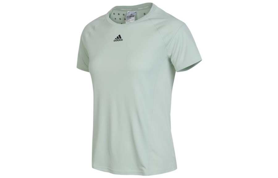Adidas Adidas T Shirts Women's Cyan Crew Neck Moderate Straight Fit